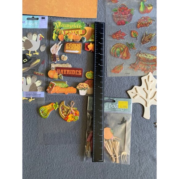 Fall & Halloween Scrapbooking Kit - Stickers Cutouts Patterned Paper & Embellish - Picture 10 of 13